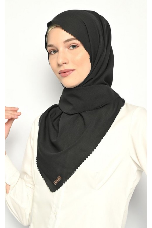 Sarita Pasmina Instan Lasercut Black